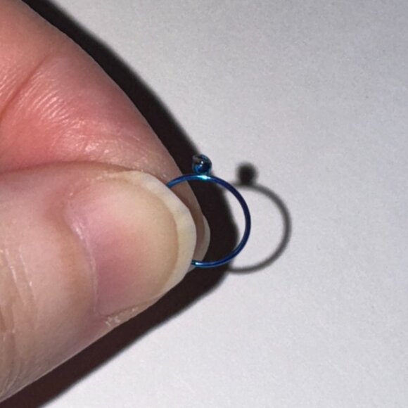 Blue 22 Gauge Titanium Plated Hoop Nose Ring - Picture 5 of 8